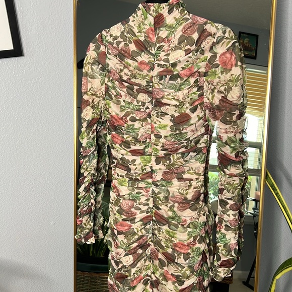 HOUSE OF CB 'Roseanne' Vintage Floral Ruched Midi Dress NWOT - Picture 8 of 10